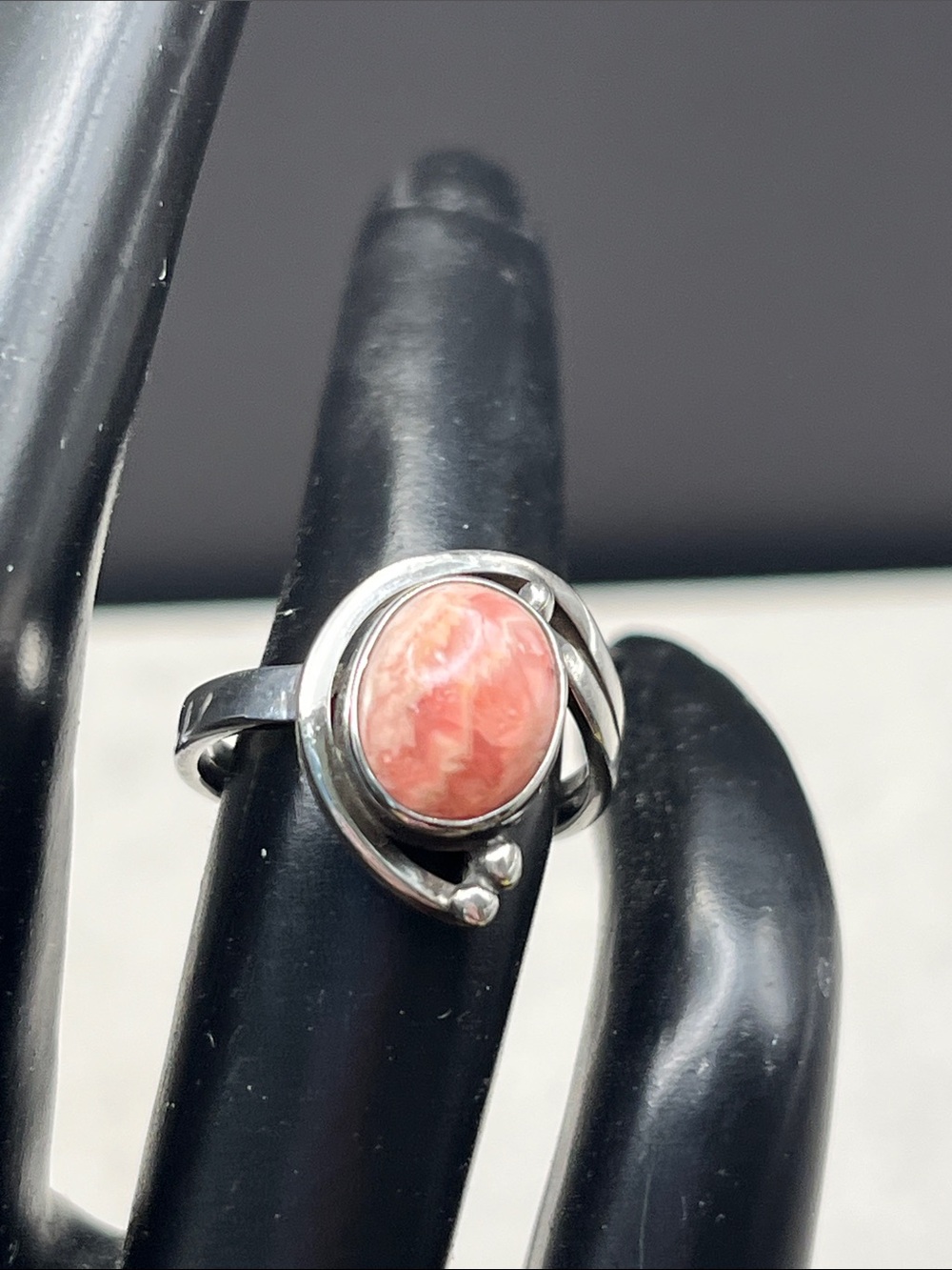 Sterling Silver Pink Rhodochrosite ring size 6.5 marked sterling and tested